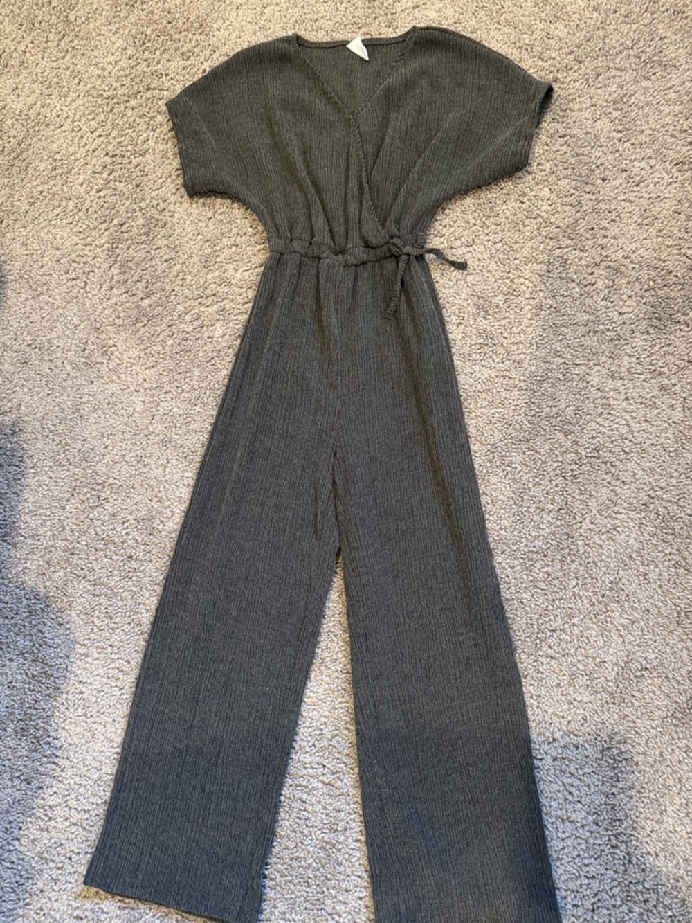 Zara Charcoal Ribbed Knit Jumpsuit